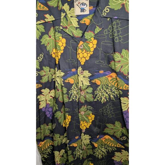 Chris’s Stuff Mens Button Down Short Sleeve Shirt Sz L Grape Wine Vineyard Italy - Picture 2 of 5